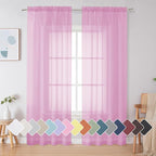 Simplebrand Pink Sheer Curtains 84 Inches Long, Light Filtering Rod Pocket by Simplebrand