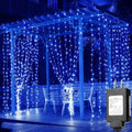 Solhice LED Curtain Lights Blue Outdoor 20ft x10ft, 600 LED Plug in Christmas Hanging String Lights Indoor, Twinkle Lights Backdrop for Backyard Wedding Bedroom Décor (Not Connectable)