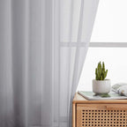Light Grey Sheer Curtain for Bedroom Living Room 72 Inches Long 2 Panels Set - Image 6