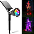 Color Changing Solar Spotlights Outdoor RGB Waterproof Landscape Flood Lights for Halloween Decorations, Skeletons, Tombstones, Pumpkin, Tree, Uplighting for Outside House, Wall, Yard, Garden, Pathway