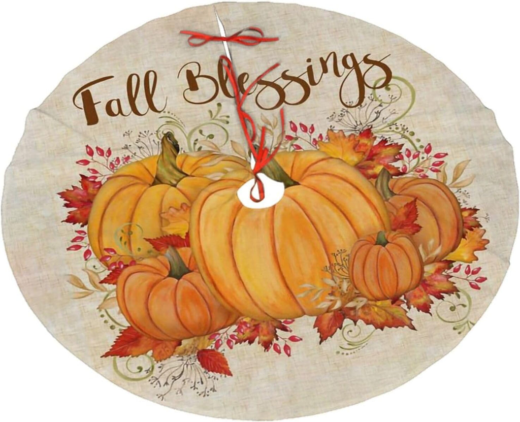 Christmas Tree Skirt,Fall Blessings Xmas Tree Skirt Rustic Farmhouse Tree Skirt for Christmas Decor Xmas Holiday Home Party Decorations30
