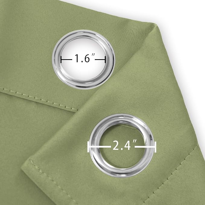 Blackout Curtains 66 x 72 Inch Long Sage Green Curtains Set of 2 Panels Room - Image 5