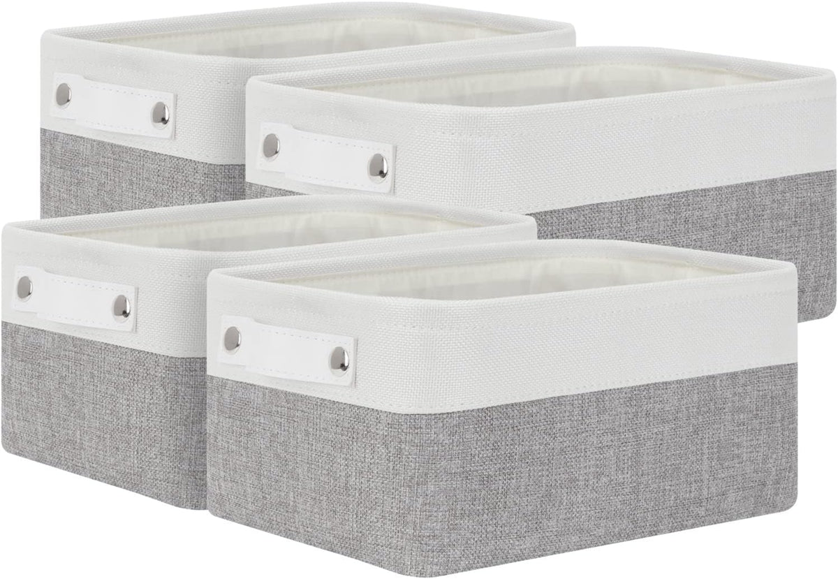Bidtakay Small Storage Baskets for Organizing [4-Pack] Fabric Storage Bins for Baby Organizer Shelf Baskets for Nursery Storage Collapsible Closet Storage Bins for Home Organization - 11.8x7.8x5 In
