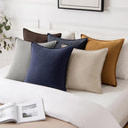 MIULEE Decorative Linen Pillow Covers 18x18 Inch Hazel | Boho Farmhouse​ - Image 4