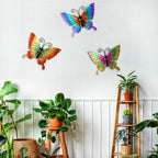 MACLARONX 3Pcs Metal Butterfly Wall Decor,11" Large Outdoor Fence Yard Art Butterflies 3D Garden Hanging Decorations Home Balcony Patio Room Indoor