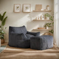 Giant Bean Bag Chairs for Adults, Oversized Chaise Lounge Chair Indoor with Memory Foam - Plush Boneless Lounger & Ottoman for Bedroom, Living Room, Gaming & Reading, Lazy Floor Sofa Chair, Gray