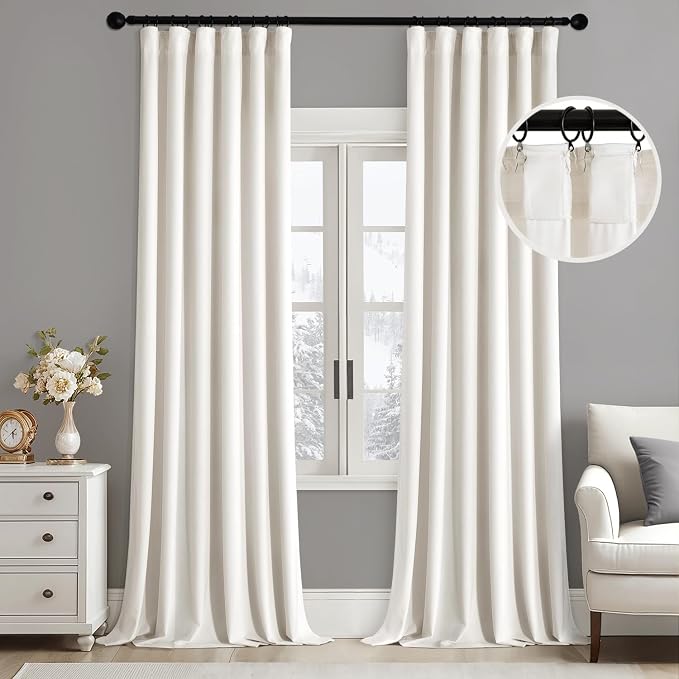 MIULEE Velvet Curtains 50W x 104L 2 Panels Ivory Blackout Curtains | Luxury by MIULEE