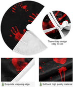 Halloween Bloody Hand Paw Spooky Tree Skirt, Seasonal Tree Mat Holiday Party Supplies Ornaments Indoor Outdoor Decorations for Tabletop Trees 47.2 Inches