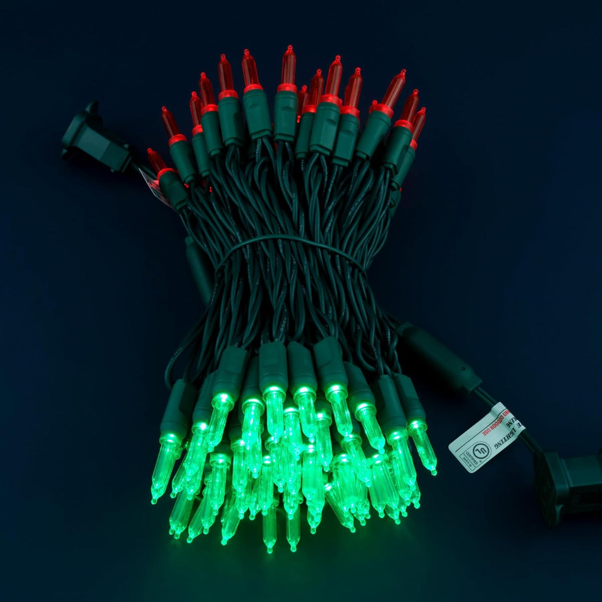 100 Red & Green One-Piece LED Christmas Lights, 33 ft Green Cord High Waterproof UL Certified T5 Outdoor String Lights (Red & Green)