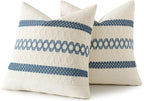 MIULEE Set of 2 Coastal Blue Boho Decorative Pillow Covers 18x18 Inch | - Image 8