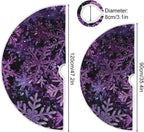 Christmas Purple Snowflake Party Tree Skirt, Seasonal Tree Mat Holiday Party Supplies Ornaments Indoor Outdoor Decorations for Tabletop Trees 47.2 Inches