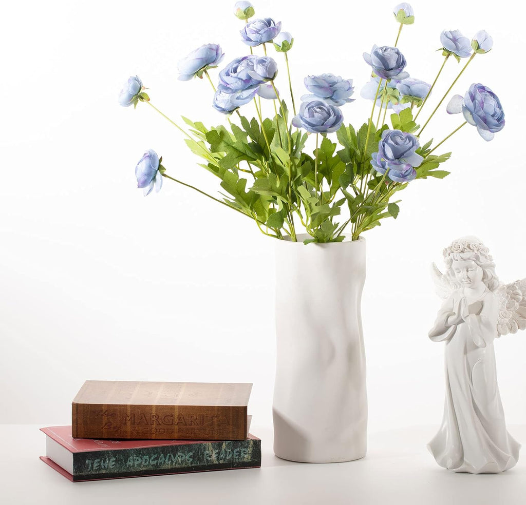 Artificial Silk Flowers Ranunculus Fake Flower 5 Pcs,Suitable for core Decoration,Wedding Floral Creation,Flower Arrangement DIY Project,Interior Decor（Blue）