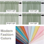 Sage Green Sheer Curtains for Bedroom Living Room 90 Inches Long 2 Panels Set - Image 7