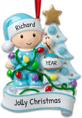 Personalized Christmas Tree Toddler Ornament 2024 - Baby's 2nd Christmas Ornament 2024 Decorating First Christmas Ornament Boy Toddler Christmas Ornaments Blue Toddler Ornaments for Christmas Tree
