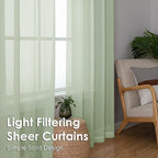 Light Green Sheer Curtains 63 Inches Long 2 Panels - Image 7
