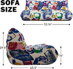 Big Bean Bag Chairs for Adults, 3 Seater Large Bean Bag Sofa, Fireside Chair Lazy Sofa Chair with High Density Comfortable Foam, Modern Bean Bag for Living Room, Bedroom, Office (Multicolor)