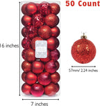 Every Day is Christmas Ornaments, Shatterproof Christmas Tree Ornament Set, Christmas Balls Decoration 50 Count (2.24"/57mm, New Red)
