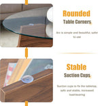 41" Oval Glass Coffee Table with Tempered Glass Top and MDF Base, Diagonal Fan-Shaped Tray Design Table Leg Simple & Modern Center Table for Living Room Office Apartment Walnut