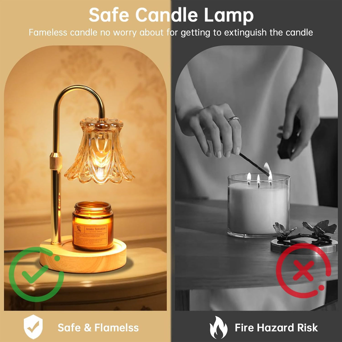 GEEZO Fragrance Candle Warmer Lamp，Electric Candle Warmer with Timer & Dimmer，Mom Christmas Birthday Gifts for Women, House Warming Gifts New Home Bedroom Decor