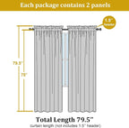 Black Sheer Curtains, Sheer Curtains 78 inch Length 2 Panels Set, Rod Pocket - Image 4