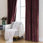 MIULEE Velvet Curtains 52x90 inches 2 Panels Ruby Wine Blackout Curtains | - Image 7