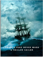Smooth Seas Never Made A Skilled Sailor Inspirational Wall Art Motivational Canvas Poster Entrepreneur Quote Picture Home Office Decor Painting Framed and Stretched Ready to Hang [18''W x 24''H]