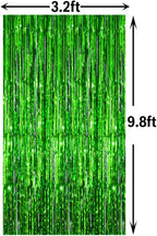 GOER 3.2 ft x 9.8 ft Metallic Tinsel Foil Fringe Curtains Party Photo Backdrop Party Streamers for St. Patrick's Day,Graduation,New Year Eve Decorations Christmas Wedding Decor (Green,5 Packs)