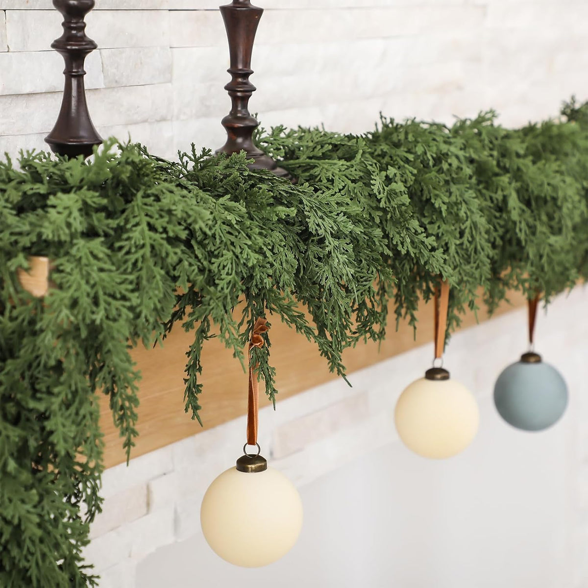 Jutom 1 PCS 6 ft Christmas Cedar Garland - Artificial Realistic Holiday Cedar Pine Needles Greenery Garland Decoration for Mantel Table Winter Party