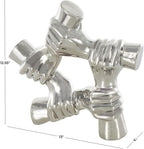 Deco 79 Ceramic Hands Decorative Sculpture Gripping Home Decor Statue, Accent Figurine 13" x 4" x 13", Silver