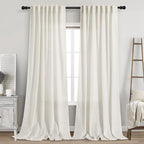 2 Panels Set Cream Linen Curtains 108 inches Long by Nanspring