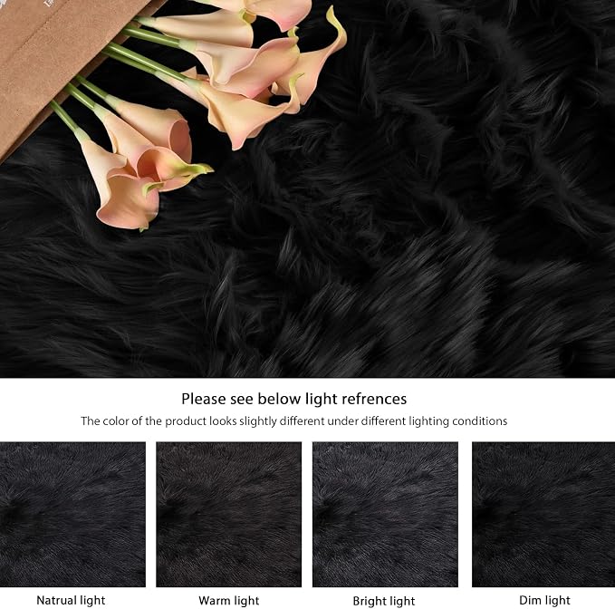 ORINOVA Black Washable Fluffy Area Rugs - Image 7