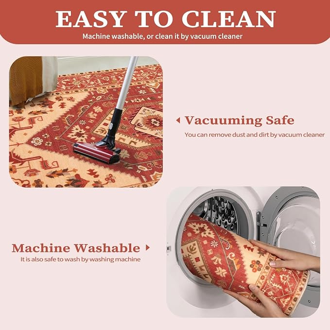 SERISSA 9x12 Washable Non Slip Boho Area Rug - Image 4