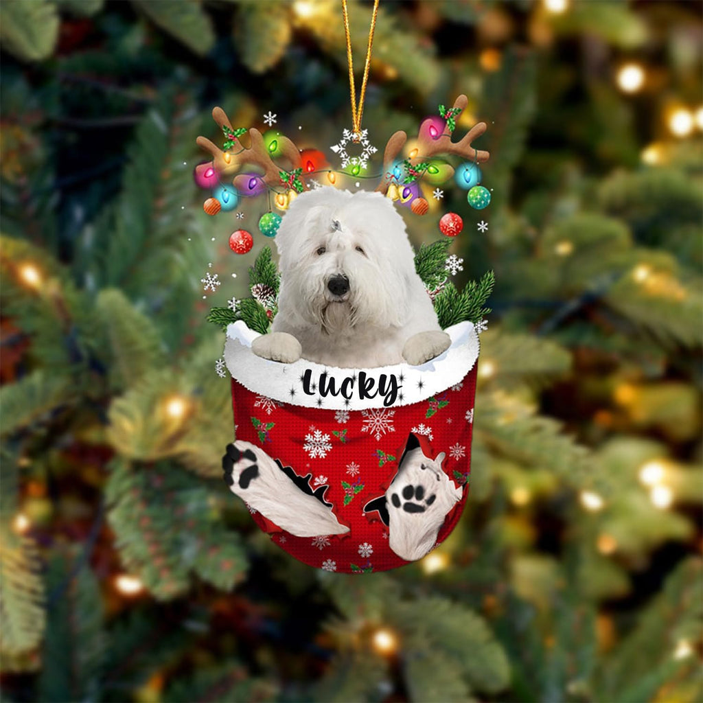 Old English Sheepdog Christmas Ornament, Pocket Tree Decor, Gift for Dog Lovers