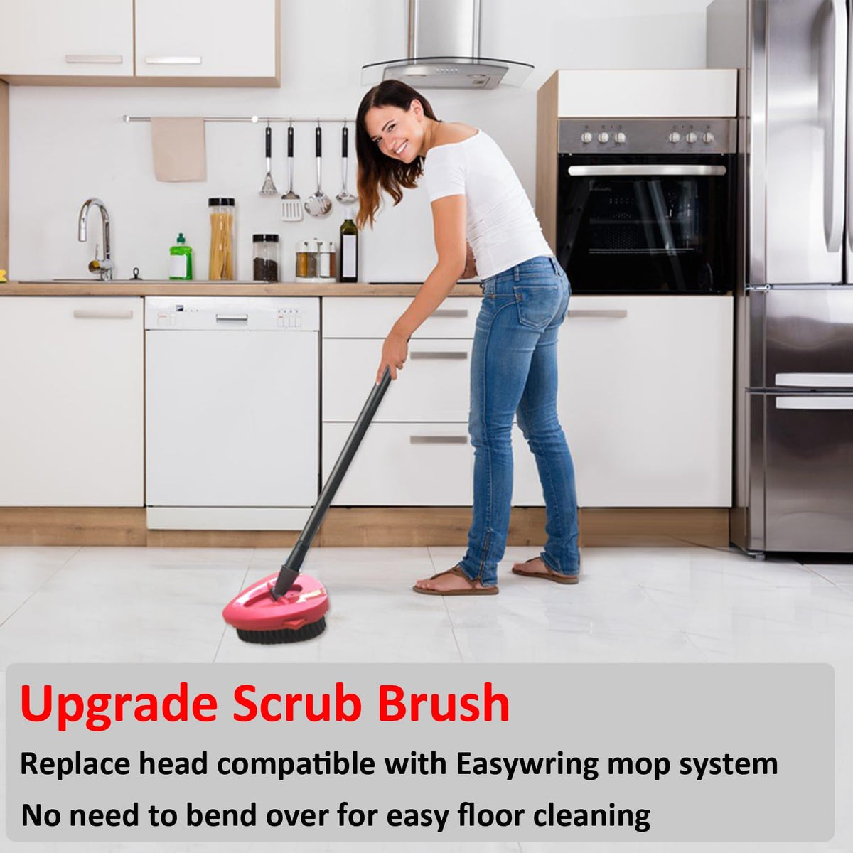 Spin Mop Scrub Brush Head Compatible with OCedar EasyWring 1 Tank System, Mop Scrubber Attachment, Upgraded Stiff Bristle Scrubbing Mop for Floor Cleaning
