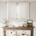 Cafe Linen Curtains 40 Inch Length Cream Privacy Semi Sheer Light Filtering - Image 7