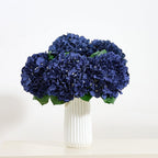 8Pcs Navy Blue Fake Flowers Silk Hydrangea Artificial Flowers Bouquets Faux Hydrangea Stems for Home Table Centerpieces Wedding Party Decoration