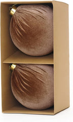 6inch Big Velvet Christmas Ornaments, 2pcs Flocked Ornaments Balls Sets for Christmas Tree Decorations Light Coffee