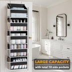SpaceAid 1 Pack Over The Door Organizer with 5 Large Pockets and 10 Mesh Side Pockets, 5 Layers Door Organizer Hanging with Clear Window for Bedroom, Bathroom, Pantry and Nursery, Black
