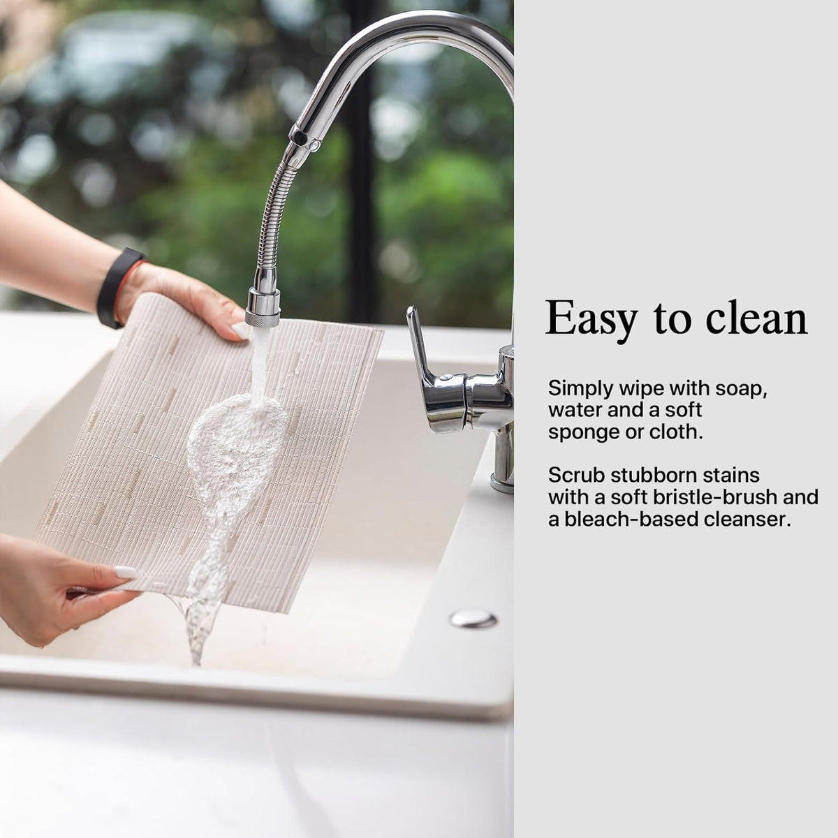 Placemats Set of 4 - Easy Clean Woven Vinyl Placemats for Dining Table, Indoor/Outdoor Place Mats, Washable PVC Table Mats （Pale Beige）