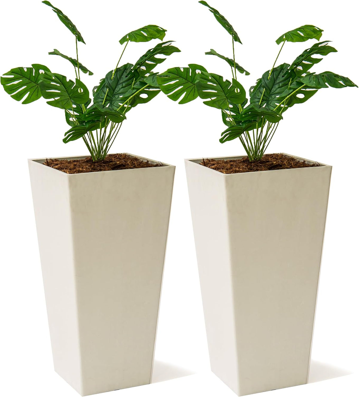 XBrand Modern 28-Inch Square Planter, Modern Tapered Planter Perfect for Indoor & Outdoor, Patio Décor, Set of 2