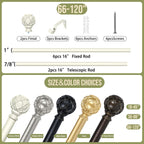 White Farmhouse Curtain Rods for Windows:66-120" Heavy Duty Adjustable Curtain Rod for Bedroom Living Room,Boho Decorative Rustic Drapery Rods with Vintage Coastal Texture Finial,Antique White