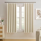Cream Beige Curtains 63 Inches Long, Summer Heat Thermal Insulated Pinch Pleat by KEQIAOSUOCAI
