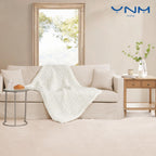 YnM Cooling Chunky Throw Blanket, Medium-Weight, Hand Knitted, Skin Friendly, Ventilated and Breathable, Machine Washable, Home Décor Piece for Couch, Sofa and Bed (White, 60x80 Inch)