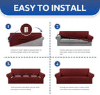 Stretch Couch Covers for Sofa, 3 Cushion Couch Slipcover, Dark Red | 1-Piece - Image 7