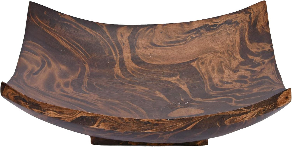 AeraVida Square-Shaped Mango Tree Wood with Dark Stain Serving Dish or Fruit Bowl | Wood Decor Bowl