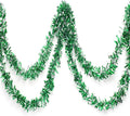 Anderson's Green & Silver Sparkle Glitter Metallic Tinsel Twist for Trailer Or Golf Cart, 4 inches Wide x 25 ft Long, Christmas, Birthday, Patriotic and Holiday Garland Decor for Parties and Parades