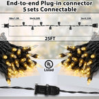 Clear Christmas Lights 25FT 100 Incandescent Bulbs Warm White Mini Lights with Black Wire for Christmas Tree, Garland, Thanksgiving, Wedding, Party, Home, Indoor & Outdoor Festival Decoration