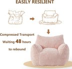 Giant Bean Bag Chairs for Adults Teens, Large Bean Bag Sofa Chairs with Filling Comfy Fuzzy BeanBag Chair with Armrests for Bedroom Living Room Reading