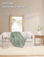 YnM Chunky Throw Blanket, Medium-Weight, Hand Knitted with Chenille Yarn, Skin Friendly, Ventilated and Breathable, Machine Washable, Home Décor Piece for Couch, Sofa and Bed (Sage Green, 40x50 Inch)