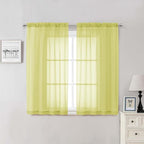 Lemon Sheer Curtains for Living Room 54 Inch Length 2 Pcs, Solid Color Voile by Lecloud